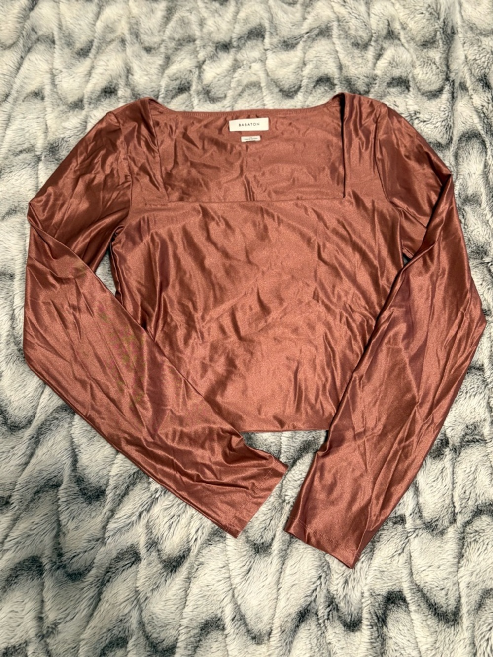 Babaton Copper Square-Neck Long Sleeve Top